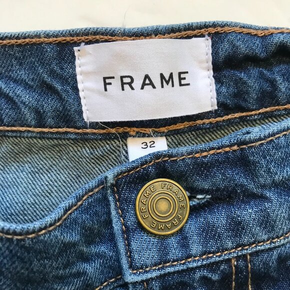 Frame Relaxed Straight Jeans Womens 32 Blue Beluga Modern Chew High Rise Denim - Picture 8 of 15